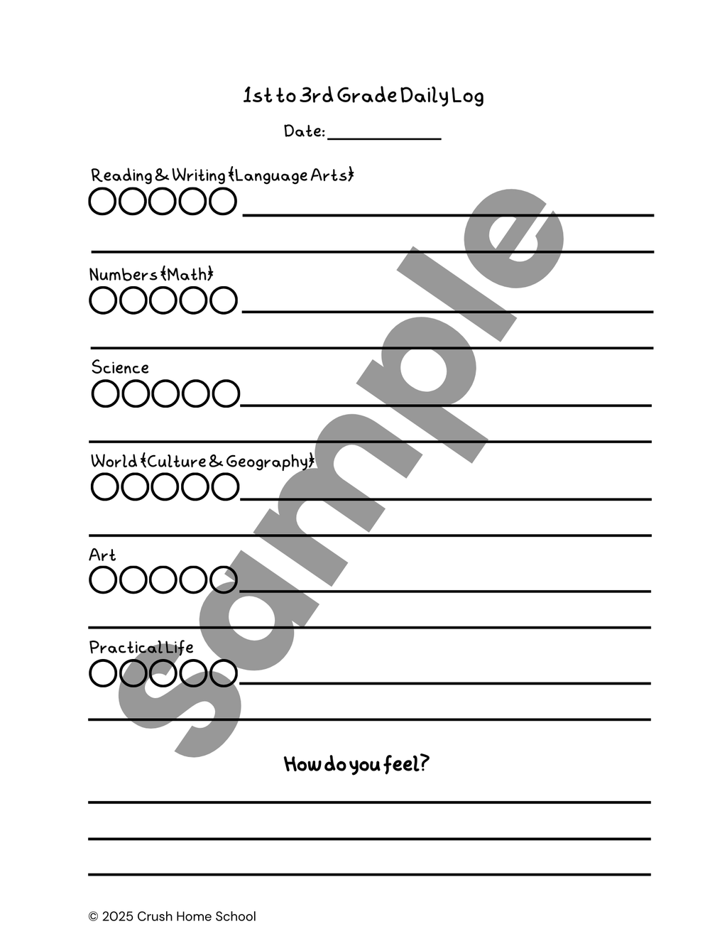 Sample of Crush Home School's Daily Logs